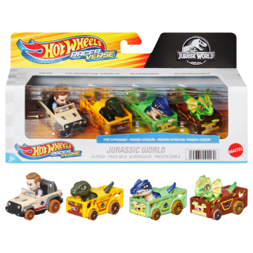 Hot Wheels Racerverse Veh Culo De Juguete Cuatro Autos De Carrera Jurassic World