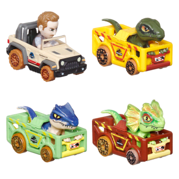 Hot Wheels Racerverse Veh Culo De Juguete Cuatro Autos De Carrera Jurassic World