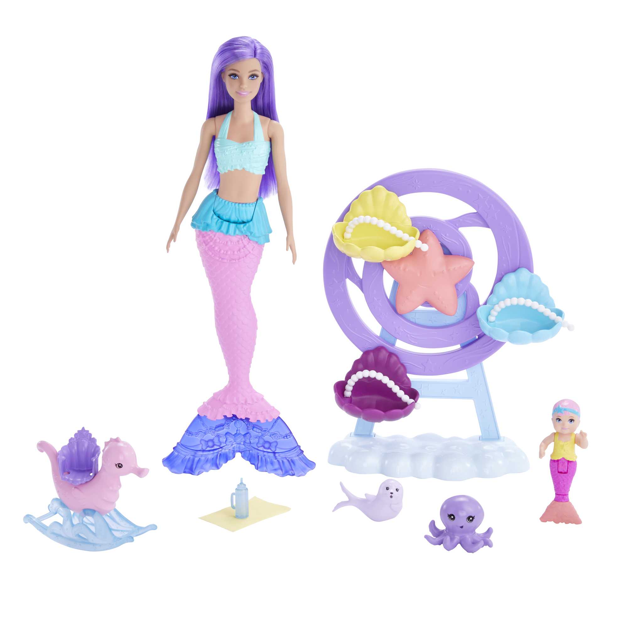Barbie Mermaid Doll, Nurturing Playset With Merbaby, Octopus And