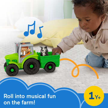 Fisher-Price Little People Push & Play Tractor, Musical Toy Farm Vehicle & 2 Figures For Toddlers - Bild 2 von 6
