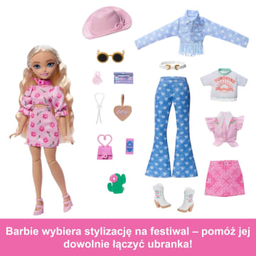 Barbie Dream Besties Malibu Festiwalowe stylizacje Lalka, ubranka i akcesoria Zestaw modowy Zabawka 4+ - Image 3 of 6