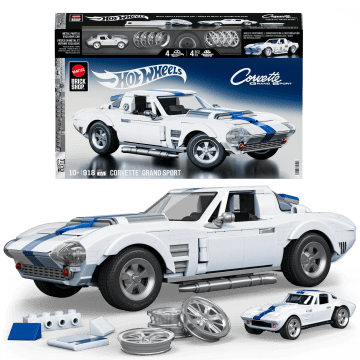 Mattel Brick Shop Klocki Hot Wheels Elite Series Corvette Grand Sport Samochód do zbudowania 918 elementów Zabawka Zestaw konstrukcyjny dla kolekcjonerów - Imagen 1 de 6