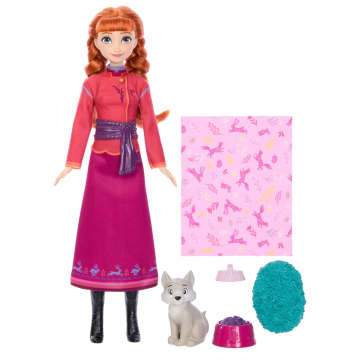 Muñeca De Anna Y Figura De Lobezno De Disney Frozen Con 4 Accesorios De Cuidado Inspirados En La Película - Imagen 5 de 6