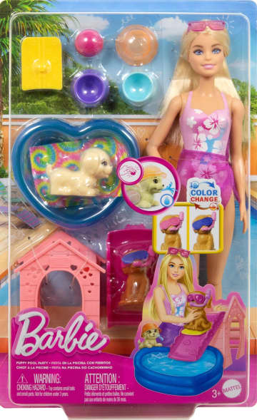 Bebek, Havuz, Kaydıraklı Köpek Kulübesi, 2 Evcil Hayvan Figürü Ve 6 Aksesuarla Barbie Köpekçikle Havuz Partisi Oyun Seti - Image 6 of 6
