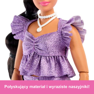 Barbie Deluxe Style Lalka modowa #8 Błyszczący fioletowy top i szorty Zabawka 4+ - Imagen 2 de 6
