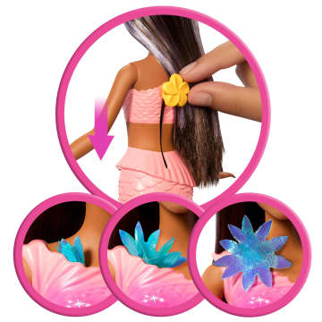 Barbie-Sirène Fleur Magique-Poupée Aux Longs Cheveux Bruns - Bild 3 von 6