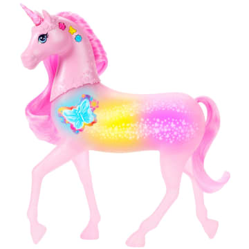 Barbie Unicorno Luci Brillanti, Giocattolo Con 20 Combinazioni Interattive Di Luci, Suoni E Musica - Bild 1 von 6