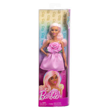 Barbie Fashionistas Doll #238 in Strapless Rose Dress, Pink Hair With Barrette Accessory - Imagen 6 de 6