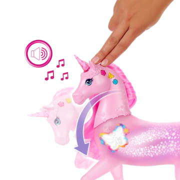 Barbie Unicorno Luci Brillanti, Giocattolo Con 20 Combinazioni Interattive Di Luci, Suoni E Musica - Bild 3 von 6