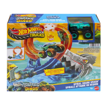 Hot Wheels Monster Trucks Corkscrew Shark Smash Track Set & 1:64 Scale MEGA-Wrex Toy Truck - Bild 6 von 6