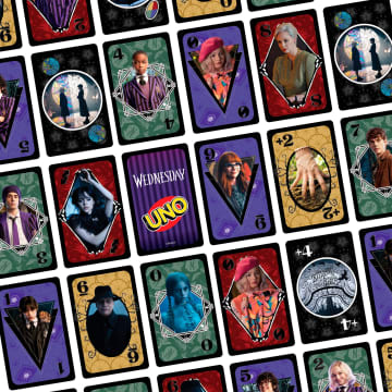 UNO Mercoledì, Gioco Di Carte Per Bambini, Adulti E Famiglie, Giocattolo Da Collezione Ispirato Alla Serie - Imagen 5 de 6