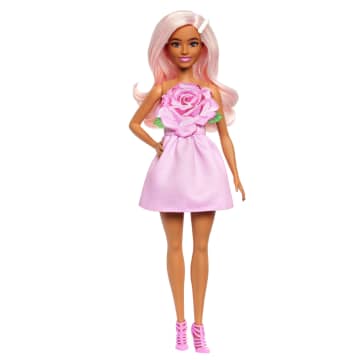 Barbie-Poupée Barbie Fashionistas Robe Sans Bretelle Rose-Accessoires - Imagen 4 de 5