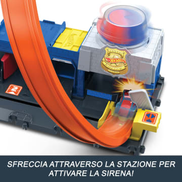 Hot Wheels City Super Stazione Di Polizia Playset Con Macchinina Giocattolo in Scala 1:64 E Pista Regolabile - Imagen 5 de 6