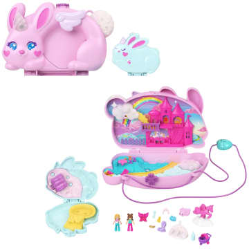 Polly Pocket 2-In-1-Bunny Fun Schatulle, Tragbares Taschen-Spielset Mit 2 Puppen Und 12 Zubehörteilen Inklusive Tieren - Image 1 of 6