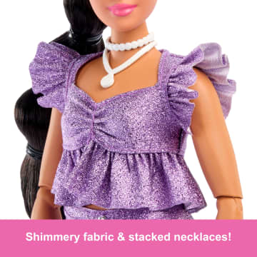 Barbie Deluxe Style Fashion Doll #8 in Metallic Purple Top And Sparkly Shorts With Accessories - Image 2 of 6
