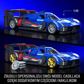 Mattel Brick Shop Klocki Hot Wheels Speed Series Cadillac Project GTP Hypercar Samochód do zbudowania 236 elementów Zabawka Zestaw konstrukcyjny dla kolekcjonerów - Imagen 3 de 6