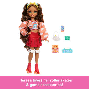 Dream Besties Barbie Teresa Roller Skating Fashion Doll With 9 Video Game Themed Accessories - Image 2 of 6