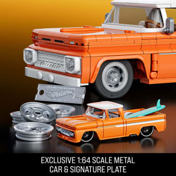 Mattel Brick Shop Hot Wheels Custom ’62 Chevy Pickup Building Toy Kit (858 Pieces), For Collectors - Image 5 of 6