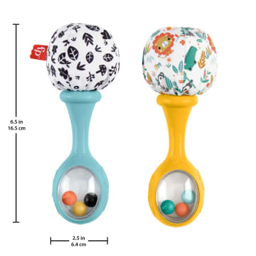 Fisher-Price Neşeli Marakas Oyuncak, 3 Ay Ve Üzeri Bebekler Için 2'Li Set, Yüksek Kontrastlı Renkler - Imagen 5 de 6