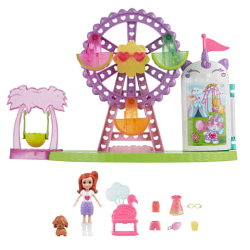 Polly Pocket Tropikal Eğlence Karnavalı Oyun Seti; 7 Cm Lila Bebek, 1 Adet Yavru Köpek, 10 Adet Aksesuar Ve Dönme Dolap - Bild 6 von 6