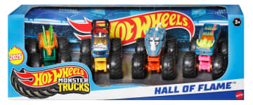 Pack De 4 Monster Trucks De Hot Wheels, Conjunto De 4 Camiones De Juguete A Escala 1:64 Con Ruedas Gigantes - Image 1 of 3