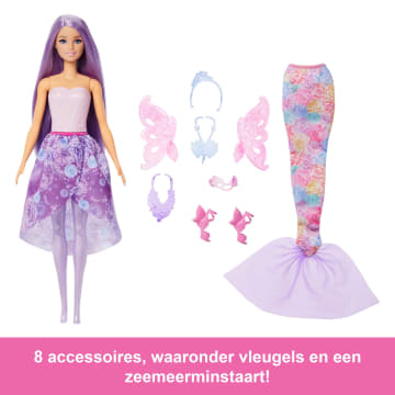 Barbie Pop Fantasiemodeset Met Accessoires, Waaronder Zeemeerminnenstaart, Feeënvleugels En Halskettingen - Imagen 4 de 6