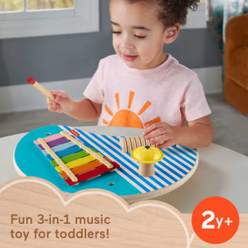 Fisher-Price Wooden Musical Table With Percussion Instrument Toys, 3 Wood Pieces - Image 2 of 6