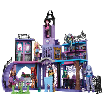 Casa De Muñecas Haunted High School De Monster High Con Más De 35 Piezas De Muebles Y Accesorios - Imagen 2 de 6