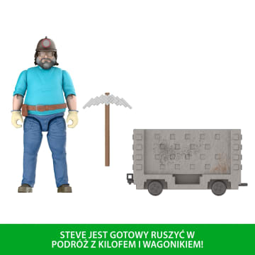 Minecraft Wybuchowa ucieczka wagonikiem Figurka Steve i akcesoria Zestaw Zabawka 6+ - Image 4 of 6