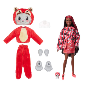 Barbie Cutie Reveal Pop En Accessoires, Met Kostuumthema En 10 Verrassingen, Kitten Als Rode Panda - Bild 5 von 6