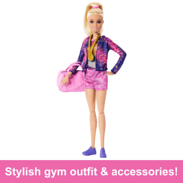 Barbie Gymnastics Playset With Blonde Fashion Doll, Balance Beam, 10+ Accessories & Flip Feature - Image 4 of 6