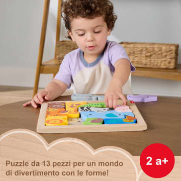 Fisher-Price Puzzle Animali in Legno, Giocattolo Cercaforme Per Bambini, 13 Pezzi in Legno - Imagen 2 de 6