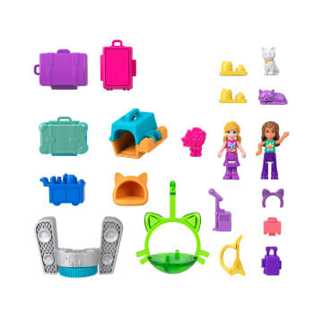 Polly Pocket Kitty Airways Speelset Met 2 Minipoppen En Huisdier, Vliegtuig Reisspeelgoed Met Accessoires - Image 5 of 6