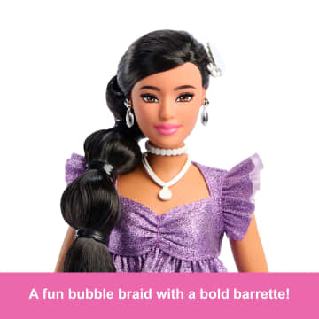 Barbie Deluxe Style Fashion Doll #8 in Metallic Purple Top And Sparkly Shorts With Accessories - Image 3 of 6