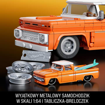 Mattel Brick Shop Klocki Hot Wheels Elite Series Custom ’62 Chevy Pickup Samochód do zbudowania 858 elementów Zabawka Zestaw konstrukcyjny dla kolekcjonerów - Image 5 of 6