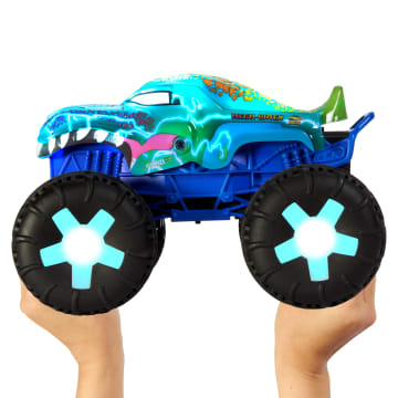 Hot Wheels Monster Trucks 1:15 Scale Mega-Wrex Alive Remote-Control Vehicle, Battery-Powered Rc With Interactive Lights & Sounds - Image 4 of 6