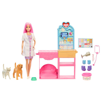 Conjunto Clínica Veterinaria De Barbie Con Muñeca De Pelo Rosa, Muebles De Consulta Veterinaria Y Más De 10 Accesorios - Image 5 of 6