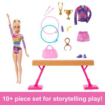 Barbie Gymnastics Playset With Blonde Fashion Doll, Balance Beam, 10+ Accessories & Flip Feature - Image 2 of 6