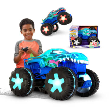 Vehículo Teledirigido MEGA-Wrex Alive De Monster Trucks De Hot Wheels A Escala 1:15, Con Mando De Control Remoto Con Batería Y Luces Y Sonidos Interactivos - Image 1 of 6