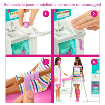 Barbie Clinica Di Pronto Soccorso Playset Con Barbie Dottoressa Castana, 4 Aree Gioco, Oltre 30 Pezzi Da Gioco - Image 3 of 6