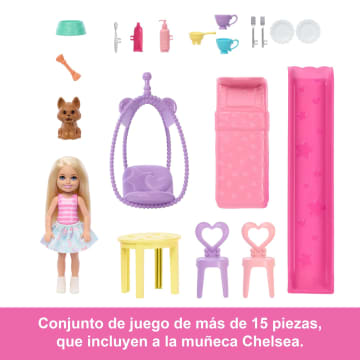 Casa De Muñecas Desplegable De Chelsea De Barbie Con Muñeca Y Más De 15 Accesorios, La Casa Se Amplía A Más De 43,2X33Cm - Imagen 3 de 6