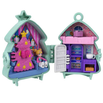 Polly Pocket Feiertags-Schatullen Geschenkset, Stapelbares Schatullen-Spielset Mit Minipuppe, Zubehör Und Haustier, Minispielzeugen, Reisespielzeugen - Bild 5 von 6