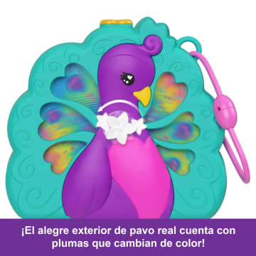 Compacto Mundo Sorpresa Pavo Real De Polly Pocket Con 2 Muñequitas Y Mascotas, Juguete De Viaje Con Accesorios De Animales - Imagen 3 de 6