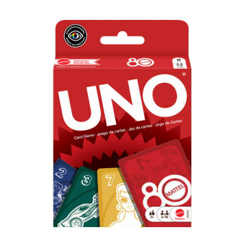 UNO 80 Anniversario Mattel Rosso Rubino Gioco Di Carte Per Bambini E Serate in Famiglia - Image 1 of 6