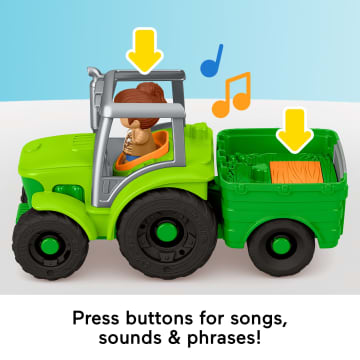 Fisher-Price Little People Push & Play Tractor, Musical Toy Farm Vehicle & 2 Figures For Toddlers - Bild 3 von 6