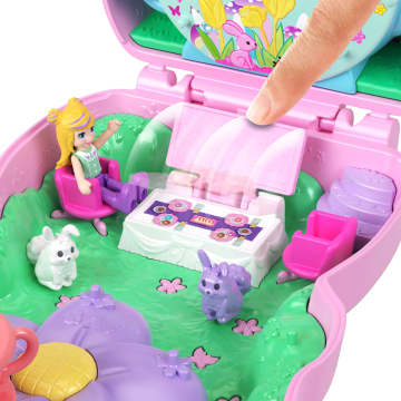 Polly Pocket Compacte Speelset Theefeestje Konijn Met 1 Micropop En Dierenvriendjes, Speelgoed Voor Onderweg Met Stylingaccessoires - Image 4 of 6