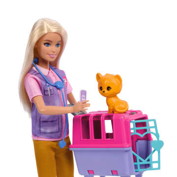 Barbie Salvataggio E Recupero Animali, Playset Con Bambola Bionda, 2 Cuccioli E Accessori - Image 2 of 6