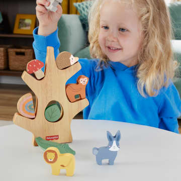 Fisher-Price Houten Balansboom, Stapelspeelgoed Voor Peuters, 10 Onderdelen - Imagen 2 de 6