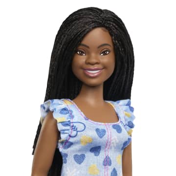 Barbie Fashionistas Doll #229, Barbie Doll With Down Syndrome Wearing Heart-Print Dress - Image 3 of 6