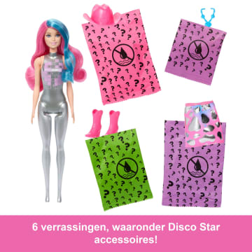 Barbie Color Reveal Discoster Serie, Modepop En Accessoires Met 6 Verrassingen (Stijlen Kunnen Variëren) - Imagen 5 de 6